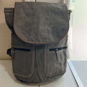 Clea Ray, Gray & Brown, Repurposed Military Canvas, Backpack.
